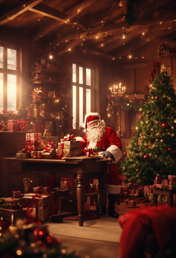 Christmas Tree, Furniture, Window, Christmas Ornament, Light, Decoration