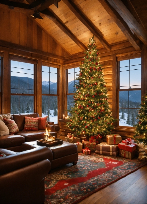 Christmas Tree, Furniture, Window, Plant, Building, Christmas Ornament
