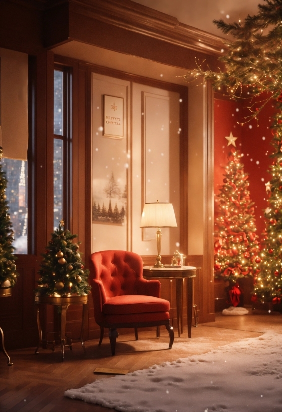 Christmas Tree, Furniture, Window, Plant, Light, Building