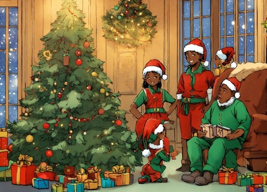 Christmas Tree, Green, Christmas Ornament, Holiday Ornament, Christmas Decoration, Red