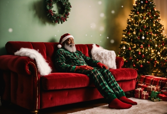 Christmas Tree, Green, Light, Couch, Human Body, Christmas Ornament