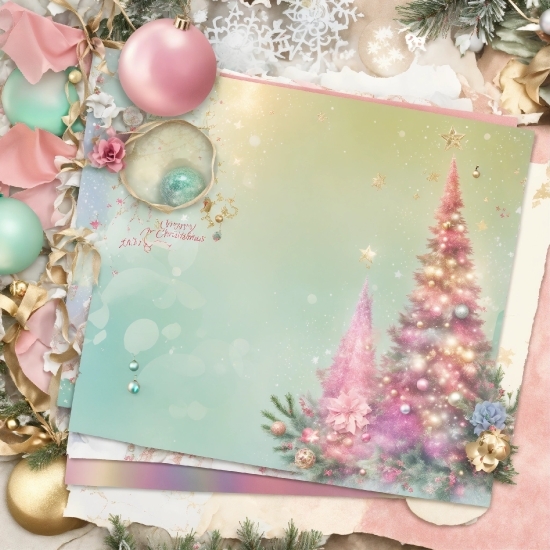 Christmas Tree, Green, Textile, Purple, Pink, Christmas Ornament