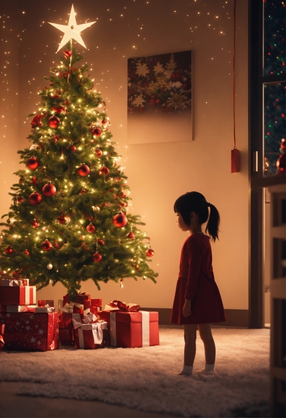 Christmas Tree, Light, Black, Christmas Ornament, Lighting, Interior Design