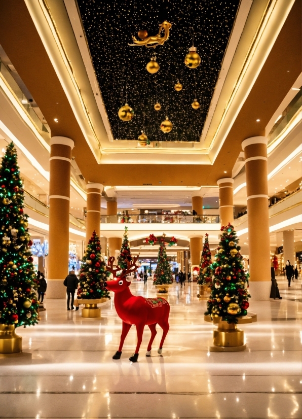 Christmas Tree, Light, Christmas Ornament, Interior Design, Lighting, Architecture