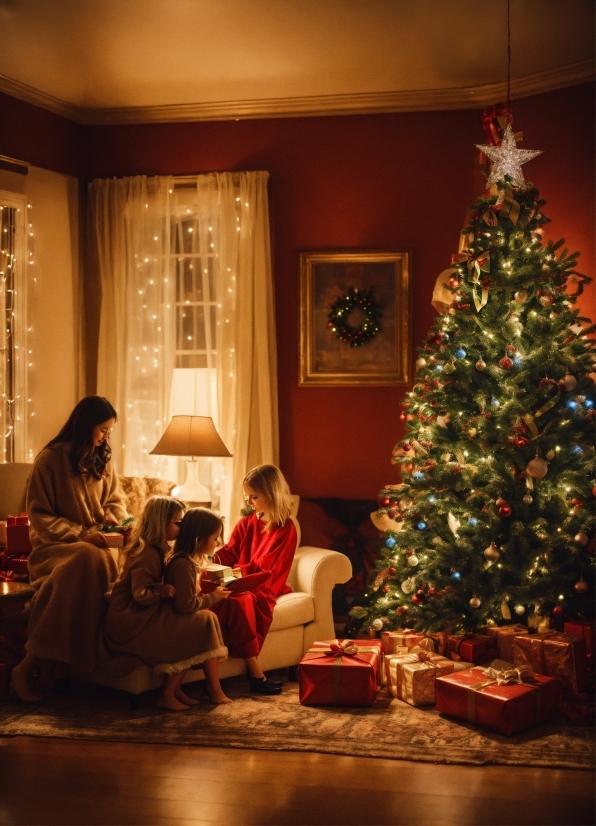 Christmas Tree, Light, Christmas Ornament, Plant, Lighting, Wood