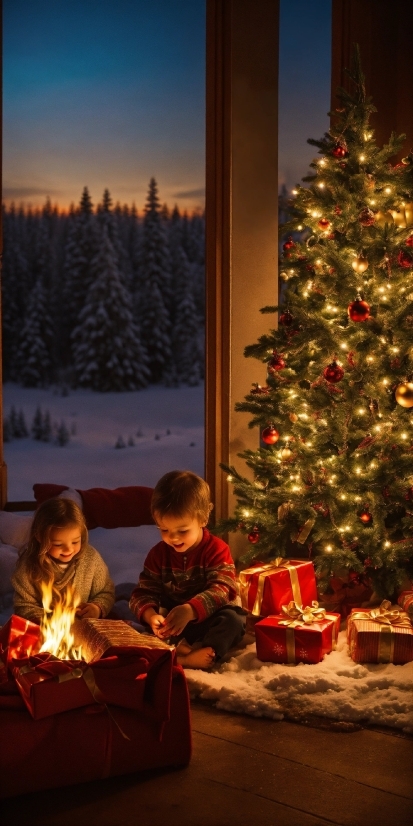 Christmas Tree, Light, Christmas Ornament, Tree, Plant, Lighting