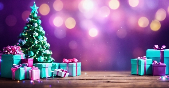 Christmas Tree, Light, Plant, Green, Purple, Christmas Ornament