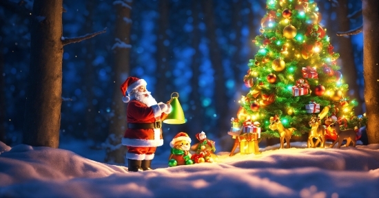 Christmas Tree, Light, Plant, Toy, Snow, Lighting