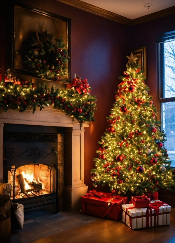 Christmas Tree, Light, Plant, Wood, Christmas Ornament, Lighting