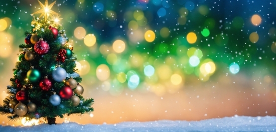 Christmas Tree, Light, Sky, Green, Happy, Christmas Ornament