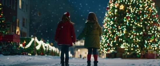 Christmas Tree, Light, Snow, Lighting, Standing, Fun