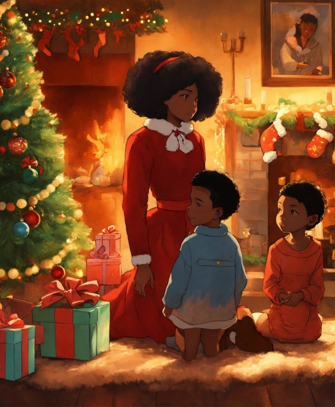 Christmas Tree, Lighting, Cartoon, Christmas Ornament, Snapshot, Art