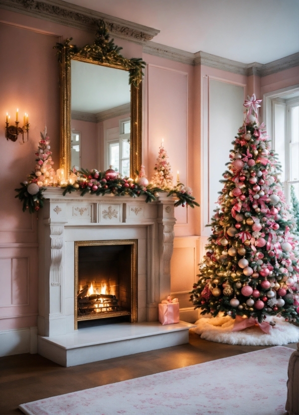 Christmas Tree, Mirror, Property, Plant, Interior Design, Wood