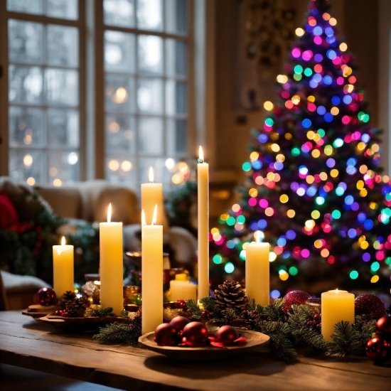 Christmas Tree, Photograph, Candle, Christmas Ornament, Light, Window