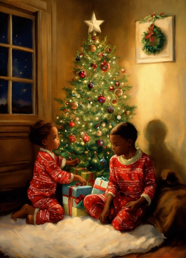 Christmas Tree, Photograph, Green, Christmas Ornament, Interior Design, Window