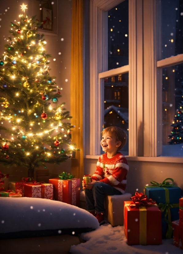 Christmas Tree, Photograph, Light, Christmas Ornament, Lighting, Interior Design