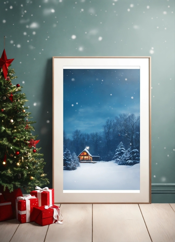 Christmas Tree, Photograph, Sky, White, Light, Green