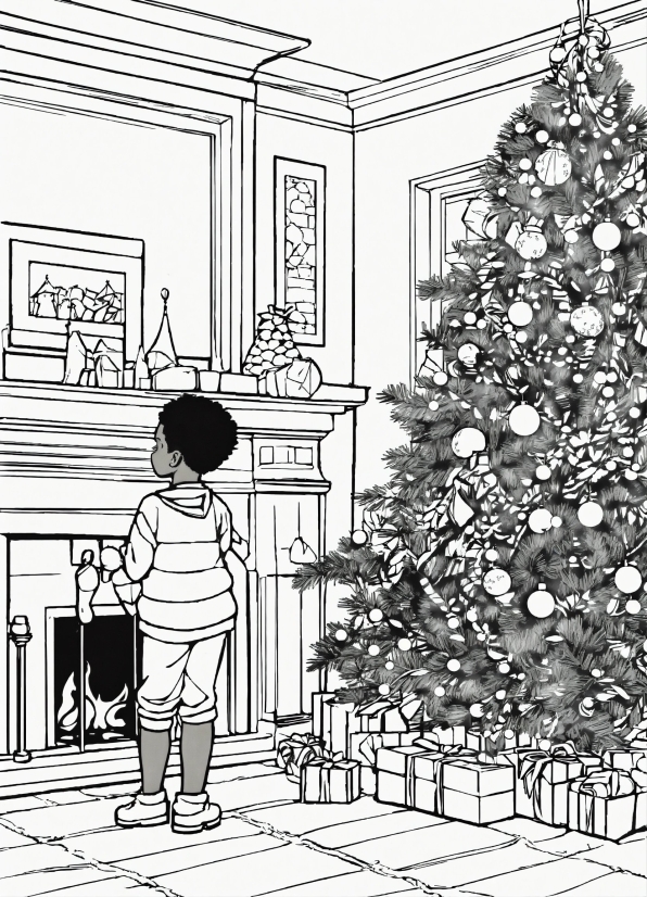 Christmas Tree, Photograph, White, Window, Door, Standing