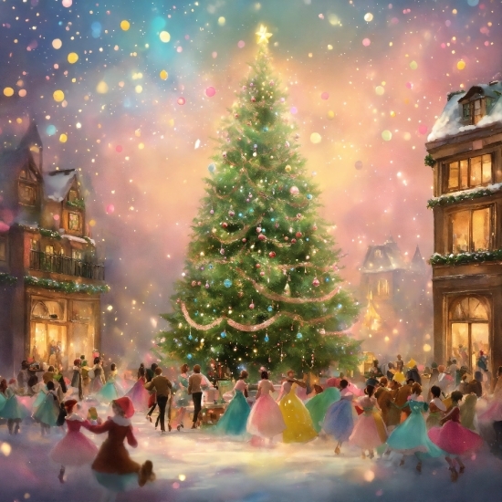 Christmas Tree, Photograph, World, Snow, Christmas Ornament, Light