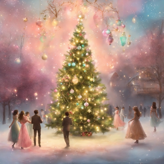 Christmas Tree, Photograph, World, Snow, Light, Nature