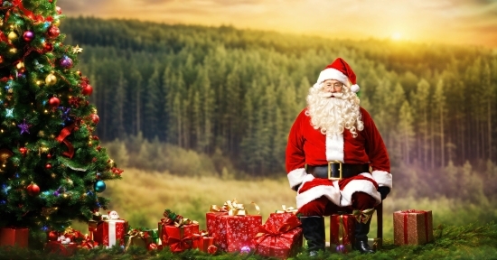 Christmas Tree, Plant, Beard, Tree, Santa Claus, Hat