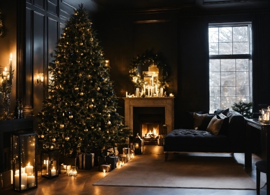 Christmas Tree, Plant, Building, Christmas Ornament, Window, Interior Design
