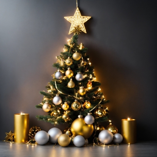 Christmas Tree, Plant, Christmas Ornament, Gold, Holiday Ornament, Wood
