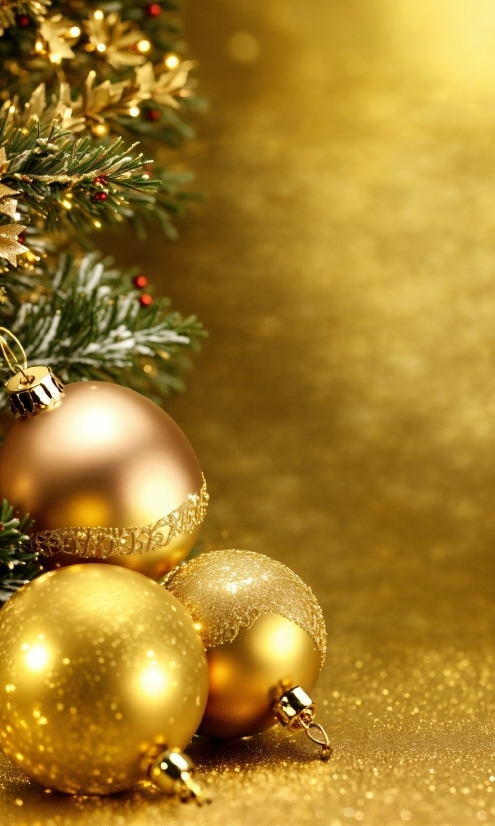 Christmas Tree, Plant, Christmas Ornament, Holiday Ornament, Gold, Ornament