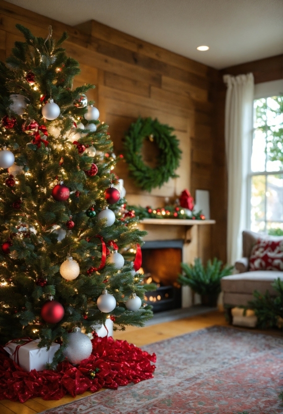 Christmas Tree, Plant, Christmas Ornament, Holiday Ornament, Interior Design, Window
