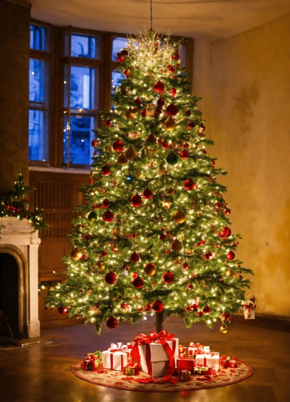 Christmas Tree, Plant, Christmas Ornament, Light, Window, Lighting