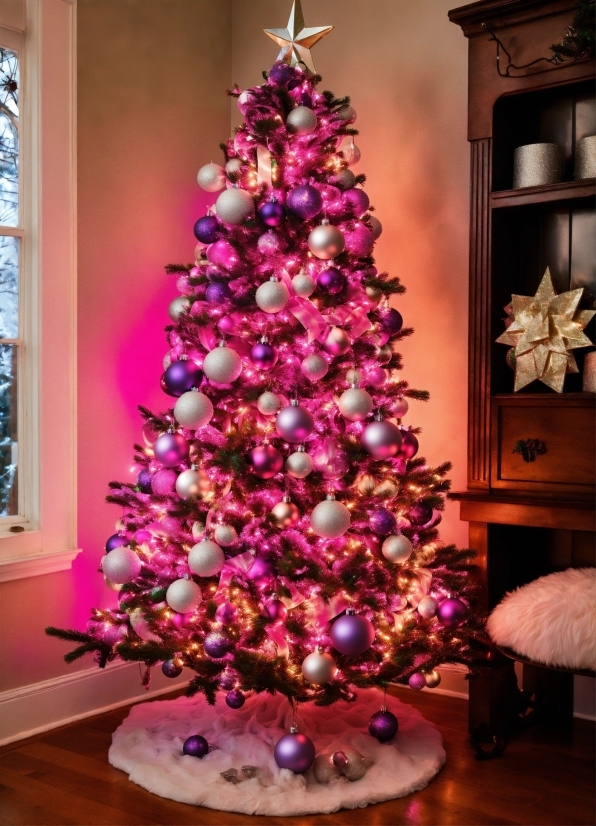 Christmas Tree, Plant, Christmas Ornament, Purple, Light, Branch