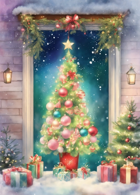 Christmas Tree, Plant, Christmas Ornament, White, Light, Green