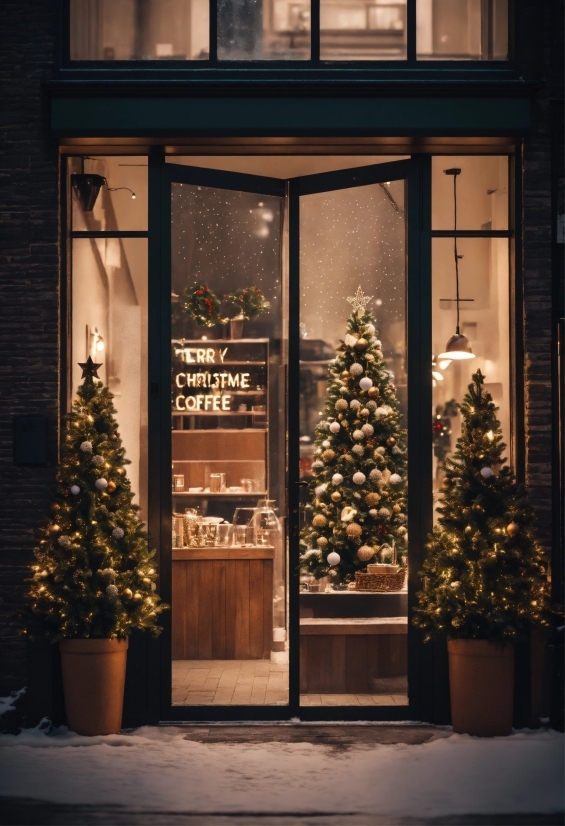 Christmas Tree, Plant, Christmas Ornament, Window, Branch, Wood