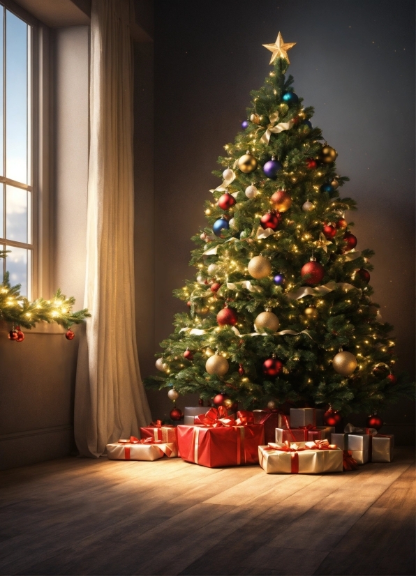 Christmas Tree, Plant, Christmas Ornament, Window, Holiday Ornament, Tree