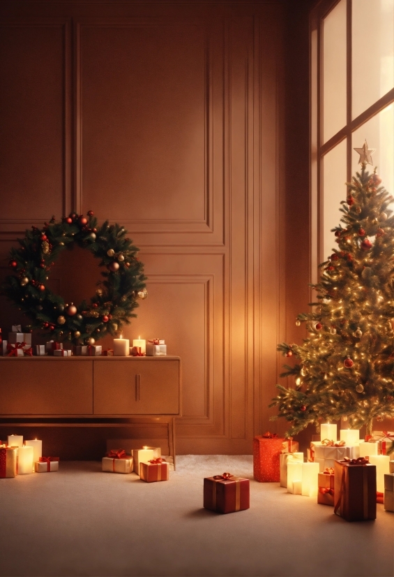 Christmas Tree, Plant, Christmas Ornament, Window, Light, Tree