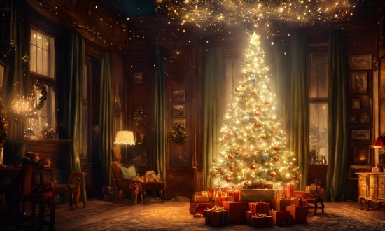 Christmas Tree, Plant, Decoration, Christmas Ornament, Interior Design, Window
