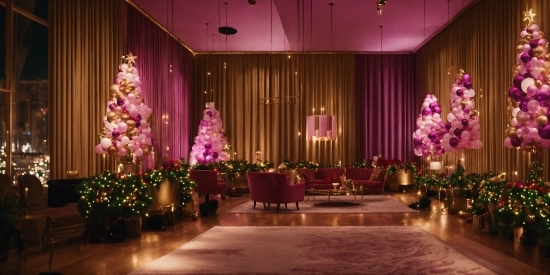 Christmas Tree, Plant, Decoration, Furniture, Purple, Lighting