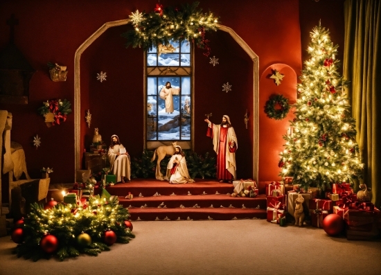 Christmas Tree, Plant, Decoration, Interior Design, Window, Christmas Decoration