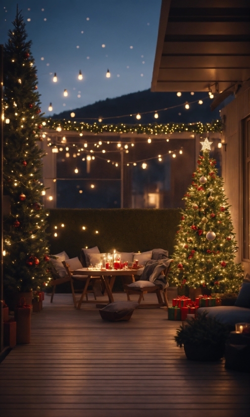 Christmas Tree, Plant, Furniture, Property, Christmas Ornament, Light