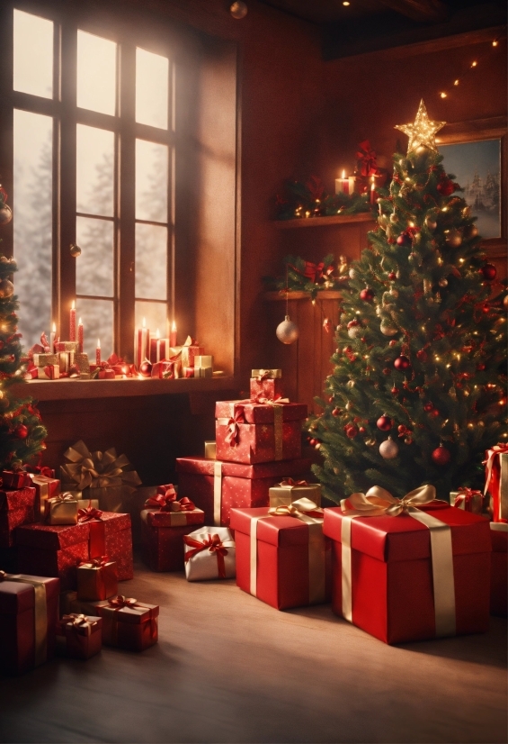 Christmas Tree, Plant, Light, Christmas Ornament, Decoration, Window