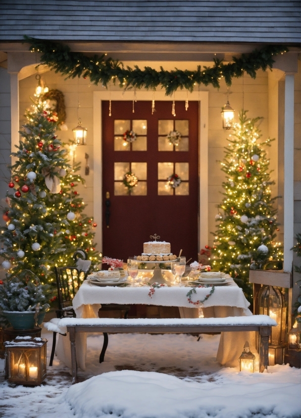 Christmas Tree, Plant, Property, Christmas Ornament, Furniture, Window