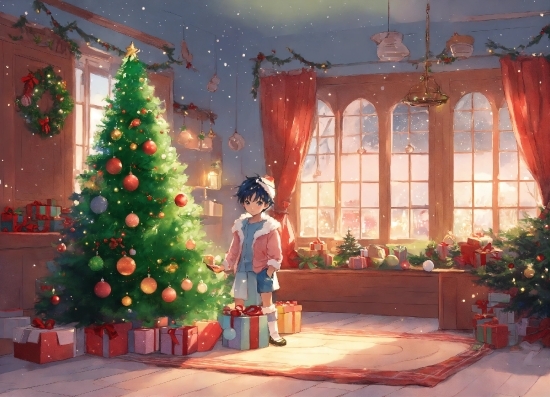 Christmas Tree, Plant, Property, Decoration, Window, Christmas Ornament