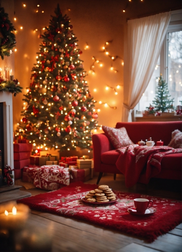 Christmas Tree, Plant, Property, Furniture, Decoration, White