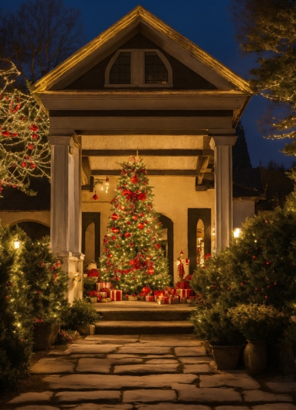 Christmas Tree, Plant, Property, Sky, Window, Christmas Ornament