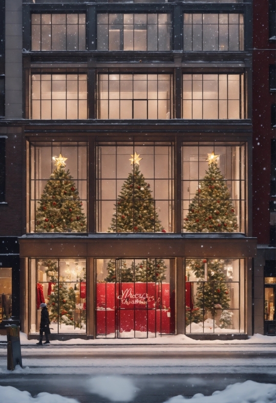 Christmas Tree, Plant, Property, Window, Building, Door