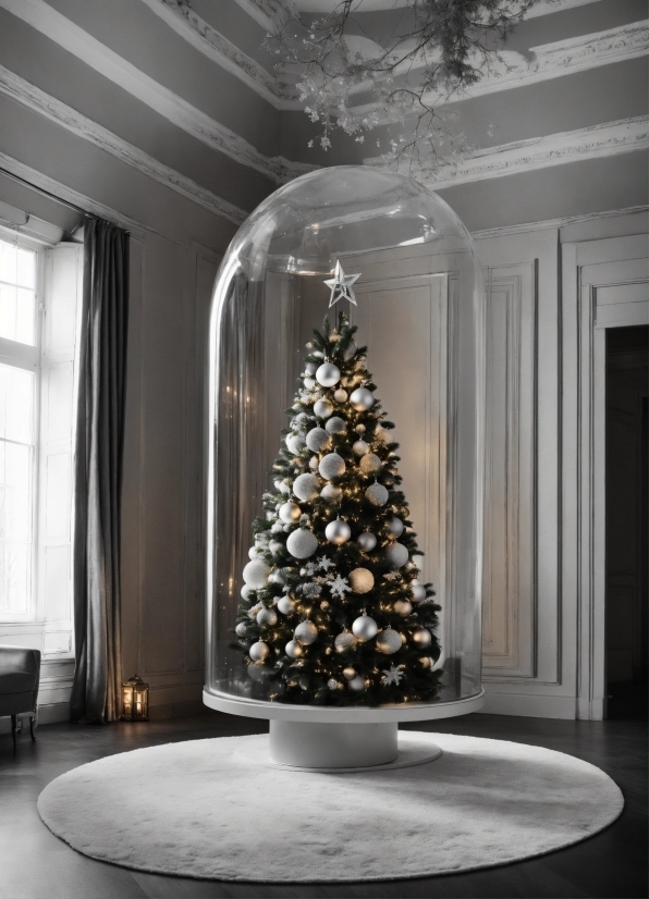 Christmas Tree, Plant, Property, Window, Christmas Ornament, Light