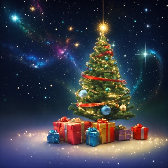 Christmas Tree, Plant, Sky, Christmas Ornament, Light, Nature