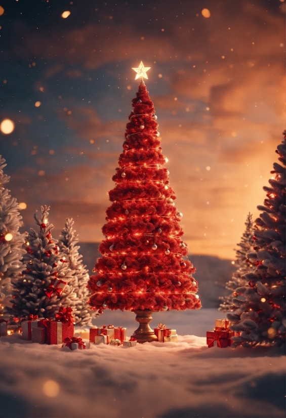 Christmas Tree, Plant, Sky, Christmas Ornament, World, Snow