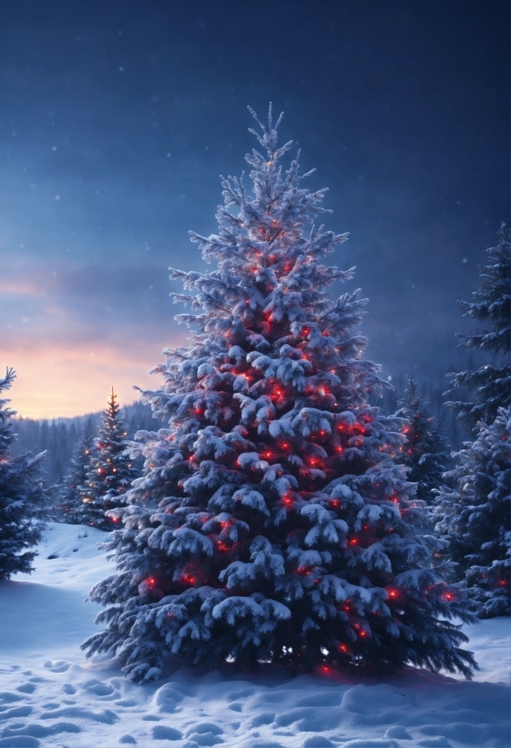 Christmas Tree, Plant, Sky, Snow, Tree, Larch