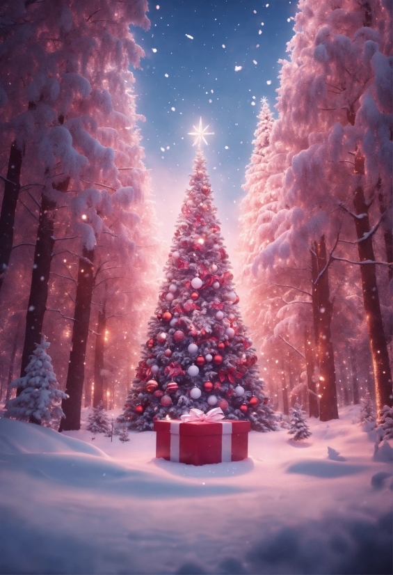 Christmas Tree, Plant, Sky, World, Snow, Branch